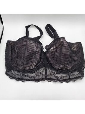 Elomi Black Lace Bra UK 38HH #2825